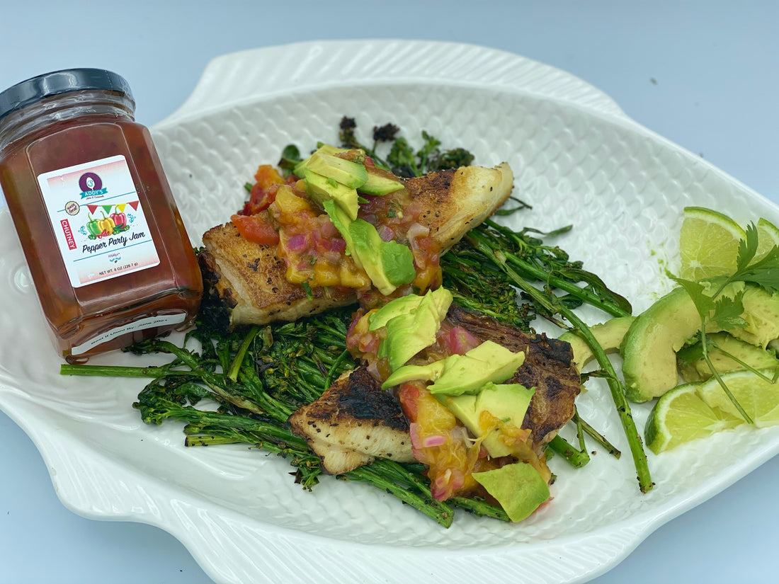 Chilean Sea Bass with Addy's Pepper Party Jam