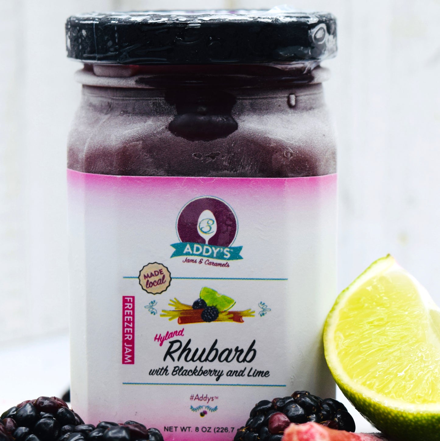 Addy's Rhubarb Blackberry Lime Freezer Jam